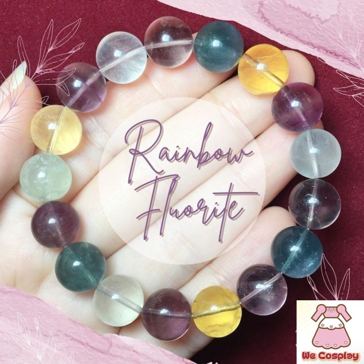 สร้อยข้อมือหิน เรนโบว์ฟลูออไรท์ Rainbow Fluorite กำไลหินนำโชค ข้อมือหินมงคล Casual Size ขนาด 10.5 มิล