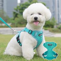 【FCL】❈✟ Reflective Dog Harness and Leash Set for Small Medium Dogs Harnesses Chest Pug Chihuahua Bulldog