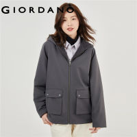 GIORDANO Women Jackets Teddy Fleece-Lined Raglan Sleeve Windbreakers Big Pockets Fashion Casual Loose Hooded Jackets 05373726