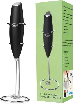 Bean Envy Milk Frother for Coffee - Handheld, Foamer & Frother with Stand,  Black 
