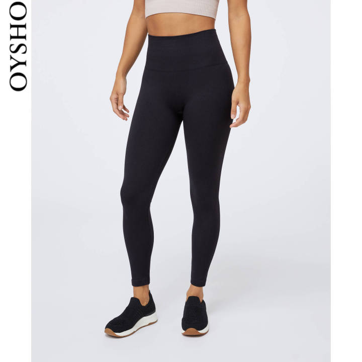 Oysho black sweatpants tights high waist elastic yoga pants