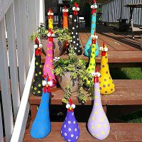 【CC】□❀﹍  Resin Neck Ornaments for Garden Courtyard Outdoor Decoration Silly Hen Statues Office Desktop Figurines