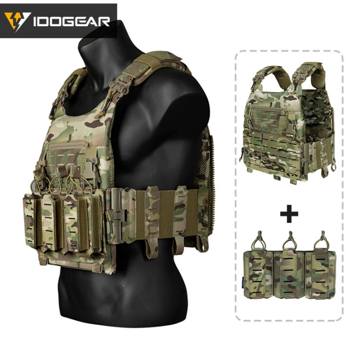 IDOGEAR LSR Tactical Vest with 556 9mm Triple Magazine Pouch Quick ...