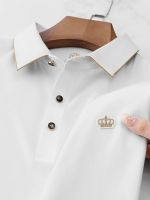 Brand dad short-sleeved top T-shirt summer high-end big-name business collared seamless mercerized cotton polo shirt for men a 【SSY】