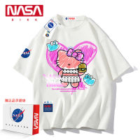 NASABIKK Sanrio family Hellokitty love series ผู้ชายฤดูร้อนเสื้อยืดคู่แขนสั้นผู้หญิงรุ่น