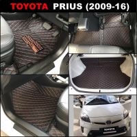 พรมปูพื้นรถยนต์ 6D TOYOTA PRIUS พรม6D สีดำด้ายแดง รวมแผ่นท้าย ปิดเบาะ เต็มคัน 6ชิ้น