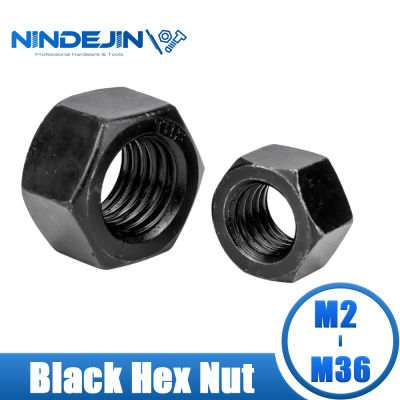 NINDEJIN Hexagon Hex Nuts M2 M2.5 M3 M4 M5 M6 M8 M10 M12 M14 M16 M18 M20 M22 M24 M27 M30 M36สีดำออกไซด์เหล็กคาร์บอนเมตริก Hex Nuts
