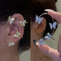 Kpop เงาเพทายผีเสื้อหูคลิปโดยไม่ต้องเจาะต่างหูสำหรับผู้หญิงแฟชั่นห่อ EarCuffs ต่างหูเจ้าสาวเครื่องประดับจัดงานแต่งงานของขวัญงานเลี้ยงวันเกิด