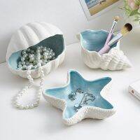 (Gold Seller) Nordic Ceramic Sea Shells Crafts Office Desktop Ornaments Living Room Key Candy Snack Jewelry Storage Tray Home Decoration