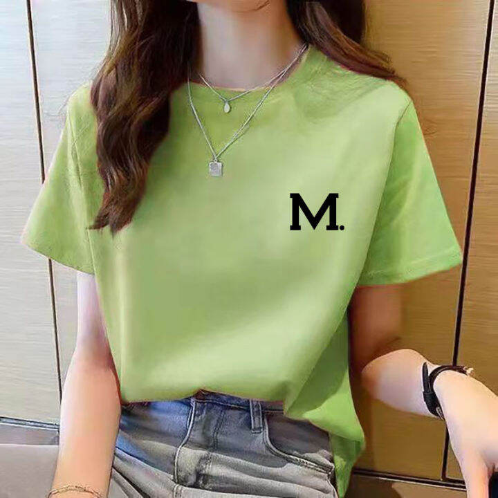 เสื้อยืดผู้หญิงแขนสั้นพิมพ์ลายใหม่-เสื้อแฟชั่นลำลองเรียบง่ายฤดูร้อน