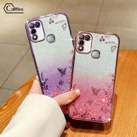 Callfire เคสโทรศัพท์ผงชิมเมอร์ลายแคลไฟสำหรับ Infinix Hot 10 Play Hot 11 Play X688B X688C แบบดอกไม้ผีเสื้ซิลิโคนหรูหราป้องกันการตกกระแทกเปลือกนิ่ม