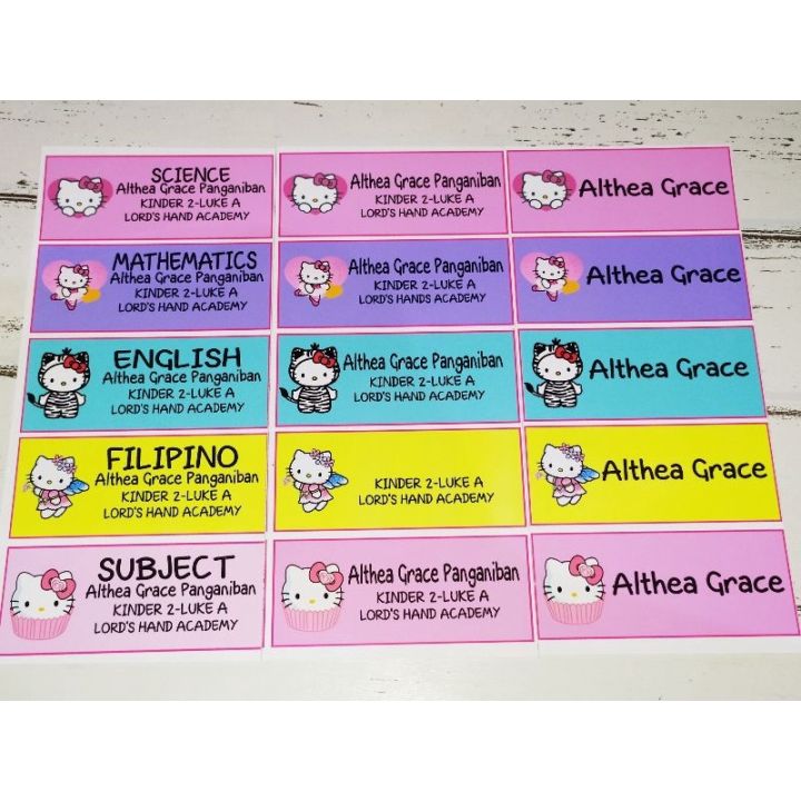 Sticker Subject Labels Name Tag Labels Hello Kitty Back to School ...