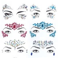 สติกเกอร์รอยสักชั่วคราวโลหะใบหน้า Face Gems Mermaid Jewels Rave Crystal Gems Eye Body Face Stickers for Festival Party