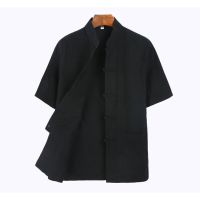 、’】【= Umorden Cotton Tang Suit Top Men Summer Kung Fu Tai Chi Uniform Shirt Blouse Short Sleeve Traditional Chinese Clothes