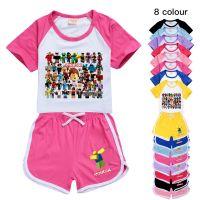 COD SDFGDERGRER ROBLOX Home Wear Short-sleeved Suit Girls Pajamas Fashion Tiktok Print Kids Summer Short-sleeved Casual Wear