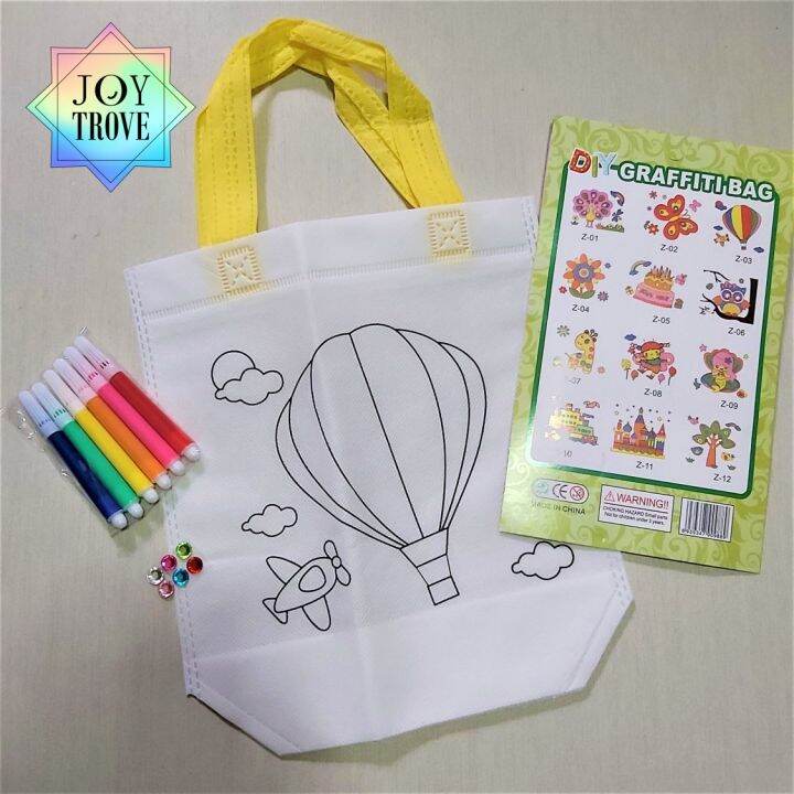 JOY Trove Recycle Reusable Bag Graffiti DIY with Colouring Markers