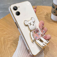 KOSLAM เคสโทรศัพท์ขายึดหมีสีลูกกวาดสำหรับ Realme C51 C55 Realme 11 4G 5G 11 Pro 11 + 10 4G 10 Pro + Realme 9i 9i 5G 2023ใหม่เคสไอโฟนใส่มีอยู่ในตัวคลังสินค้าพร้อมเคสโทรศัพท์ตั้งได้