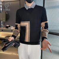 ◎۞ hnf531 Hanlu Mens fake two-piece sweater striped shirt collar undershirt mens casual shirt vest knitwear trend