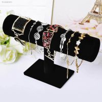 ☃∋ High Quality Single Tier Velvet Bracelet Chain Watch T-Bar Rack Jewelry Hard Display Stand Holder Jewelry Organizer Wooden 2023