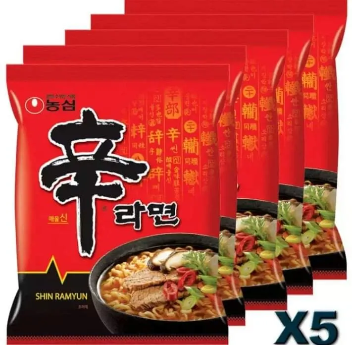 NONGSHIM SHIN RAMYUN NOODLE SOUP | 5 PACK X 120 GRAMS | GOURMET SPICY ...