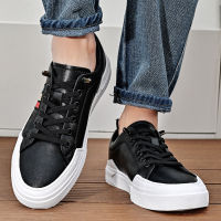 Men Shoes 2021 Genuine Leather Fashion Luxury Designer White Men’s Striped Vulcanized Shoes Lace-up Male Casual Shoes Sneakers