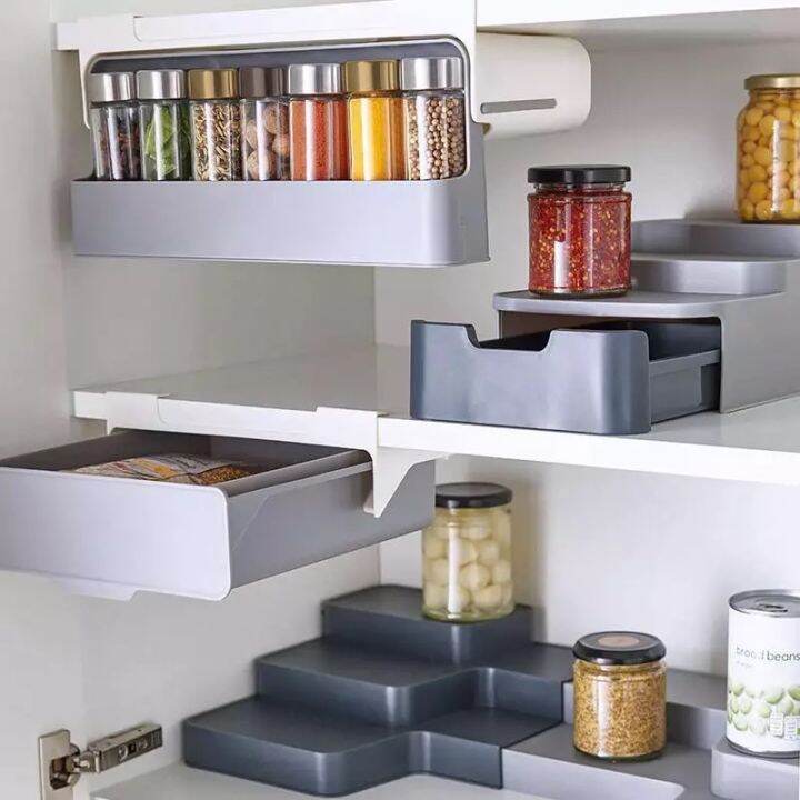 kitchen-storage-rack-under-shelf-spice-self-adhesive-drawer-hidden-storage-holder-tools-fridge-organizer-hand-sanitzer-cocina