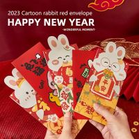 4Pcs Red Envelopes with Blessing Words Bunny Pattern Lucky Money Pockets 2023 Happy New Year Chinese Style Lucky Money Hongbao