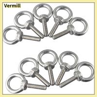 VERMILL 10pcs 304สแตนเลสสตีล สลักเกลียวตา 1/4 "-20X1" M6 สลักเกลียวไหล่ อเนกประสงค์อเนกประสงค์ ทนทานสำหรับงานหนัก สลักเกลียวสำหรับยกตา เกรดทางทะเล