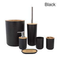 6Pcs Bathroom Accessories Set Toothbrush Holder Bin Soap Dish Dispenser Tumbler Toilet Brush Portable Bathroom Essential Set