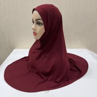 【CW】 H124 Adults high quality big size muslim hijab scarf with chin part islamic headscarf hats armia pull on headwrap turban caps