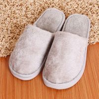 ﹍ Soft Plush Cotton Cute Slippers Shoes Couple Unisex Non-Slip Floor Indoor Home Furry Slippers Women Shoes For Bedroom