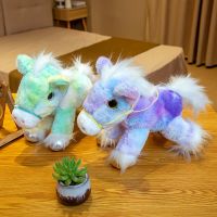 1Pc Tie-Dye Colorful Pony Dolls For Baby Birthday Gifts Colorful Plush Toy Horses Christmas Gifts For Boys And Girlsation