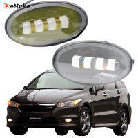 2x Front Full LED Fog Lights with Cut-Line Lens White Yellow Color Fog Lamp for Honda Stream RSZ RN6 07.2006 2007 2008 05.2009