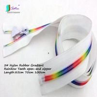 Black White 7# 5# Nylon Rubber Gradient Rainbow Teeth Length 85cm 70cm Open-end Zipper DIY Coat Backpack Clothing Placket Zipper Door Hardware Locks F