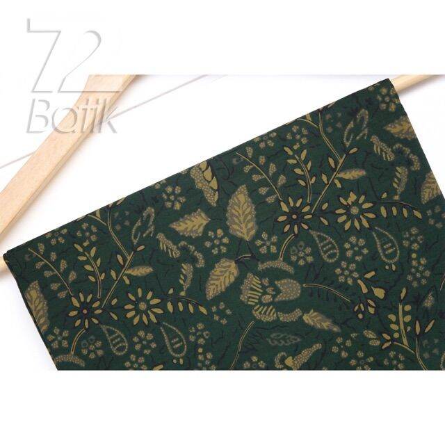 Kain Batik Premium Bahan Katun Motif Kembang Setaman Warna Hijau Ijo