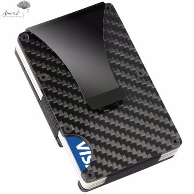 [มีเก็บเงินปลายทาง]Amart Slim คาร์บอนไฟเบอร์บัตรเครดิตซองใส่บัตร RFID Non - Scan กระเป๋าสตางค์โลหะเงินกระเป๋าเงินแบบหนีบ - INTL