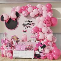 Disney Minnie Mouse Head Foil Balloons Garland Arch Kit Pink Gold Latex Balloons Birthday Baby Shower Party Decoration Supplies Balloons