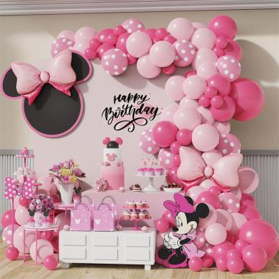 Disney Minnie Mouse หัวลูกโป่งฟอยล์ Garland Arch Kit Pink Gold ลูกโป่งวันเกิด Baby Shower Party อุปกรณ์ตกแต่ง-iewo9238