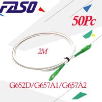 FASO สายเคเบิลเส้นทางใยแก้วนำแสงแกน SC/APC-SC/APC 50ชิ้น2เมตร G652D/G657A1/G657A2ซิมเพล็กซ์3.0มม. สีขาว LSZH สายสายไฟพ่วงไฟเบอร์แจ็กเก็ต