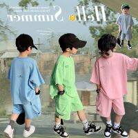 Summer Casual Boys Cotton Loose Alphabet T-shirt Tops+Short Pants Set School Kids Tracksuit Children 2-Piece Outfit Suit 2-12Yrs