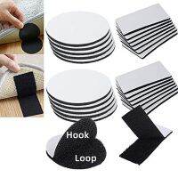 10pcs 60mm 60x40mm Hook and Loop Interlocking Sticky Self Adhesive Fastener Tape Back Coins Hook Loop DIY Carpet Anti Slip Mat