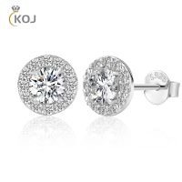 KOJ 0.5CT รอบเพชรทดสอบผ่านเพชรหูเพชรส่องแสง925ของขวัญผู้หญิง