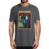 Scream Movie Ghost Face Lets Watch Scary Movies Print Movie Mens Premium Cotton T-shirt Unisex  Soft Hallowmas Top Tee - T-shirts - AliExpress