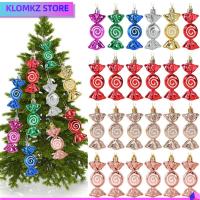 KLOMKZ 6pcs/box รูปแบบลูกอมลาย จี้ลูกอมคริสต์มาส หลายสี ที่แขวนแขวน ของตกแต่งคริสต์มาส ที่มีคุณภาพสูง น่าดึงดูดดึงดูด เครื่องประดับแขวนต้นคริสต์มาส คริสมาสต์