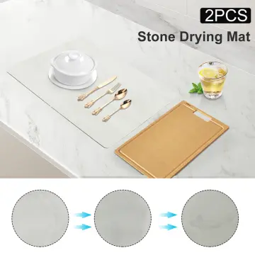 2Pcs Dish Drying Mat Quick Drying Dish Pad Diatomaceous Earth