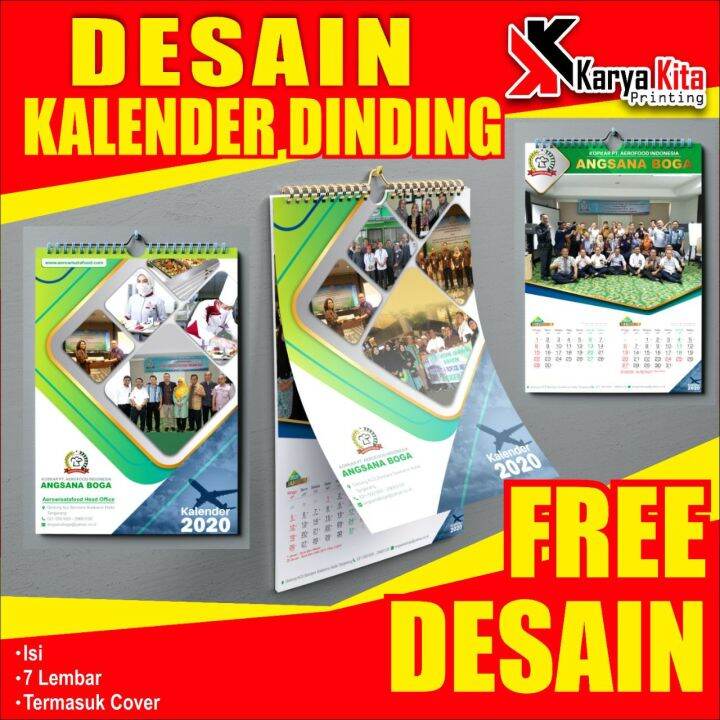 Kalender Dinding Bebas Desain / Kalender Custom / Kalender Bisa Pakai ...