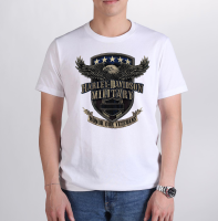 เสื้อยืดคอตตอนพิมพ์พรีเมี่ยม Harley-Davidson Military - Mens Charcoal Graphic T-Shirt - Overseas Tour Veterans Support Sports T-shirt