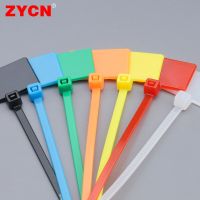 100PCS Easy Mark Plastic Nylon Cable Ties Tag Labels Self-Locking Markers Zip Network Loop Wire Straps 4X150MM Color Waterproof Cable Management