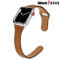 [HOT JUXLLKBKOW 514] Slim สำหรับ Apple Watch Series 7 45มม. 41มม. 44มม. 40มม. Correa Iwatch 42มม. 38มม. สร้อยข้อมือหนังเข็มขัด Apple Watch 6 5 4 3 Band