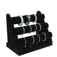 3Layer Black Velvet Jewelry Bracelet Chain Watch Bangle Holder T-Bar Rack Jewelry Organizer Hard Display Stand Jewelry Display